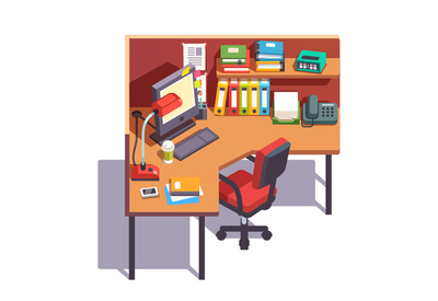 解锁创造力 2.5D办公书桌场景矢量素材与电脑动画设计指南